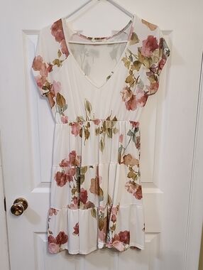 Boho Floral Tiered V-Neck Mini Dress USA Boutique Cottagecore Feminine Romantic